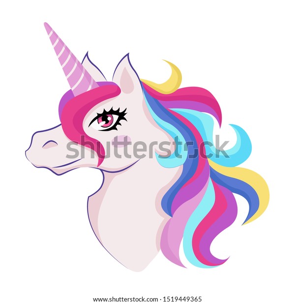 Magic Unicorn Colorful Horn Manes Icon Stock Vector (Royalty Free ...