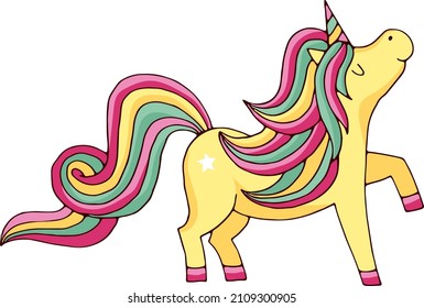 Magic unicorn. Fairytale creature. Cute pony with horn