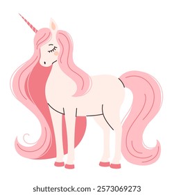 Magic unicorn. Flat vector illustration.