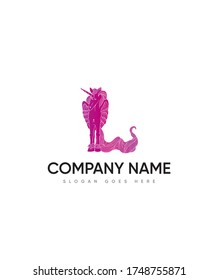 The magic of unicorn letter type L logo template, Vector logo for business and company identity 