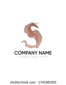 The magic of unicorn letter type S logo template, Vector logo for business and company identity 