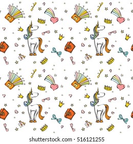 Magic unicorn seamless pattern