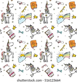 Magic unicorn seamless pattern