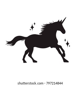 Magic Unicorn Silhouette Stylish Iconsvintage Background Stock Vector ...