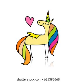 Magic unicorn, sketch for your design