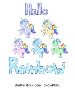 Magic Unicorn Vector Illustration, Hand Drawn Unicorn
