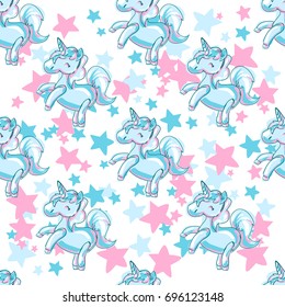Magic Unicorn Vector Illustration Pattern, Seamless Unicorn 