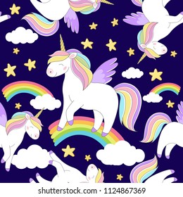 Magic Unicorn - vector seamless pattern