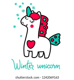 Magic unicorn in the winter