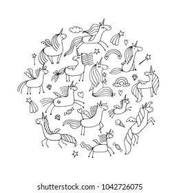 Magic unicorns collection, sketch for your design