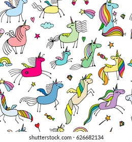 Magic unicorns, seamless pattern for your design