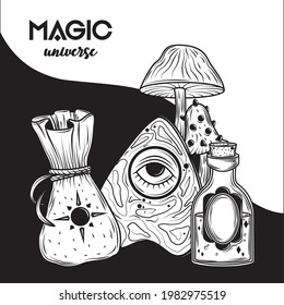 afiche del ocultismo esotérico del universo mágico