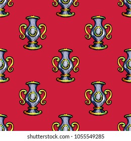 Magic vase seamless pattern. Original design for print or digital media.