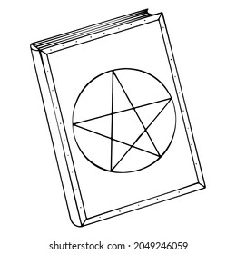 Magic vector book doodle illustration, Halloween icon