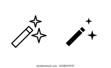 Magic vector icon set in black and white color.