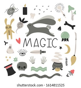Magic. Vector set of elements and symbols for your design. Isolates in the drawn style