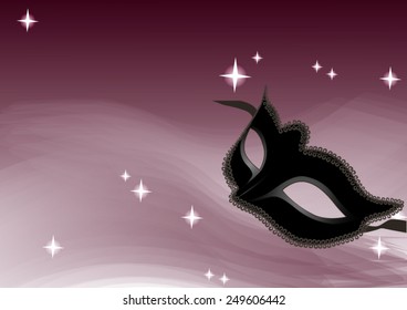 Magic violet background with venetian mask