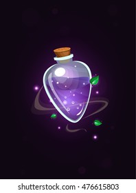 Magic violet bottle. Vector game elements.