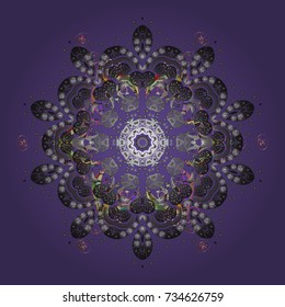 Magic violet, gray and neutral holiday abstract background with star and falling snowflakes. Christmas violet, gray and neutrals. Vector illustration.