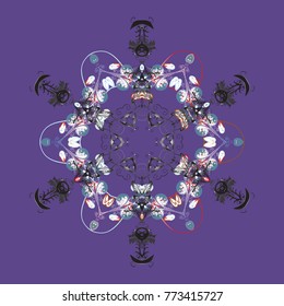 Magic violet, gray and neutral holiday abstract background with star and falling snowflakes. Christmas violet, gray and neutrals. Vector illustration.