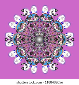 Magic violet, gray and white holiday abstract background with star and falling snowflakes. Christmas violet, gray and whites. Vector illustration.