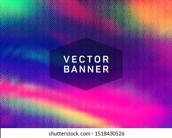 Magic voucher geometric holographic vector background. Liquid abstract blur splashes backdrop. Stylish abstract geometric template for voucher design.