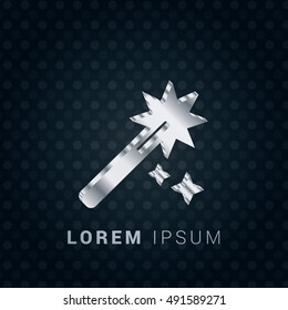 Magic Wand 3D silver/platinum metallic chromium precious Icon / Logo Design