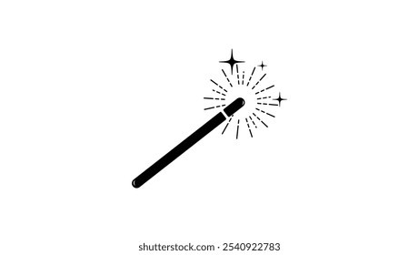 Magic wand, black isolated silhouette