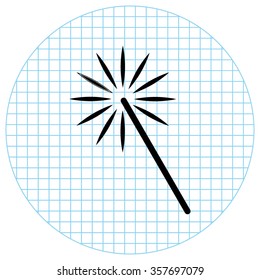Magic and wand  - black vector icon