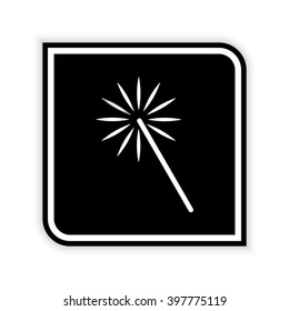 Magic and wand  - black vector icon