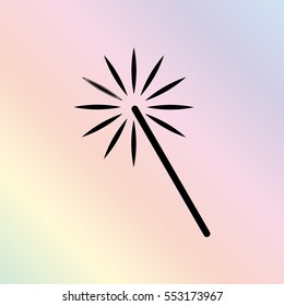 Magic and wand  - black vector icon