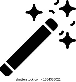 Diseño del icono del vector de visión negrita de la varita mágica, símbolo feliz de año nuevo 2021 sobre fondo blanco, señalización de los deseos de HNY,