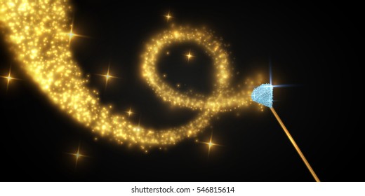 Magic wand with bright sparkles. Vector illustration