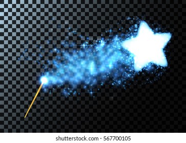 Magic wand with bright sparkles. Vector illustration