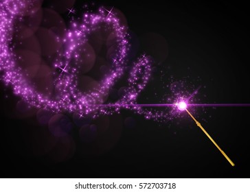 Magic wand with bright sparkles. Vector illustration