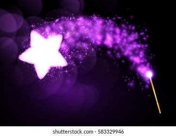 Magic wand with bright sparkles. Vector illustration