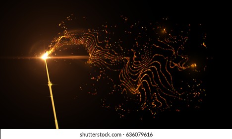 Magic wand with bright sparkles. Vector illustration