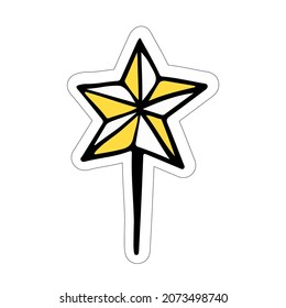 Magic wand with bright star for sticker