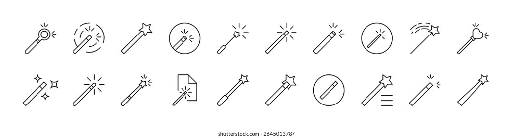 Magic Wand Bundle of Thin Icons. Editable Stroke. Suitable for Web Sites, Books, Cards, Apps 