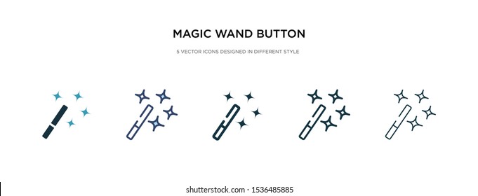 magic wand button icon in different style vector illustration. two colored and black magic wand button vector icons designed in filled, outline, line and stroke style can be used for web, mobile, ui