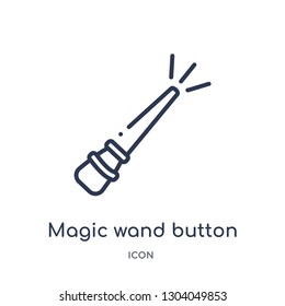 magic wand button icon from user interface outline collection. Thin line magic wand button icon isolated on white background.