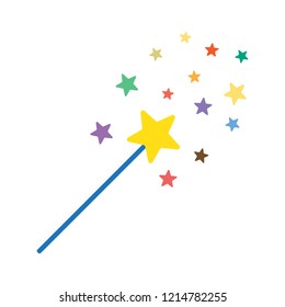 magic wand cartoon illustration with stars vector