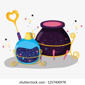 magic wand with cauldron and potion effect