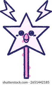 Magic Wand Chalk Drawing in bright neon color