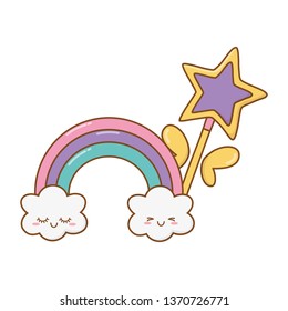 magic wand with cloud and rainbow