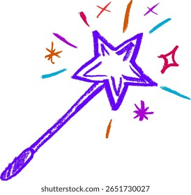 Magic Wand Colorful Crayon Chalk Drawing Vector