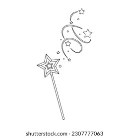 Libro de coloración de varita mágica, ilustración vectorial