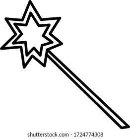 Magic wand contour icon. Tool of a sorceress, fairy, magician, illusionist. Vector symbol design element coloring.