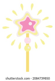 Magic Wand. Cute Fairy Stick With Shiny Star In Cartoon Style