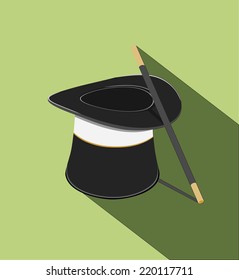 magic wand and cylinder hat vector 